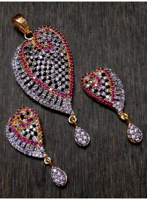 CZ Pendant With Earrings